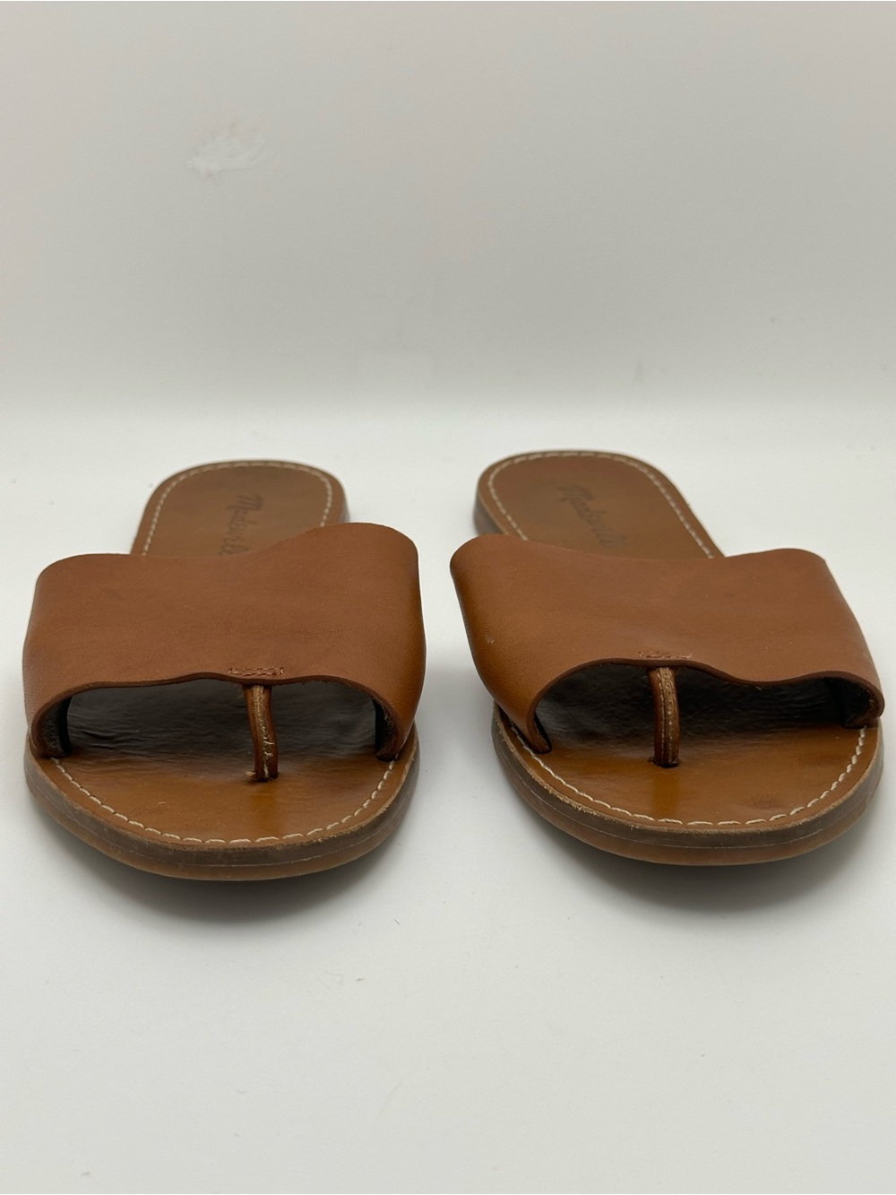 Madewell Brown Leather Slide Sandals with Toe Loop Sz 7.5 - Picture 5 of 10